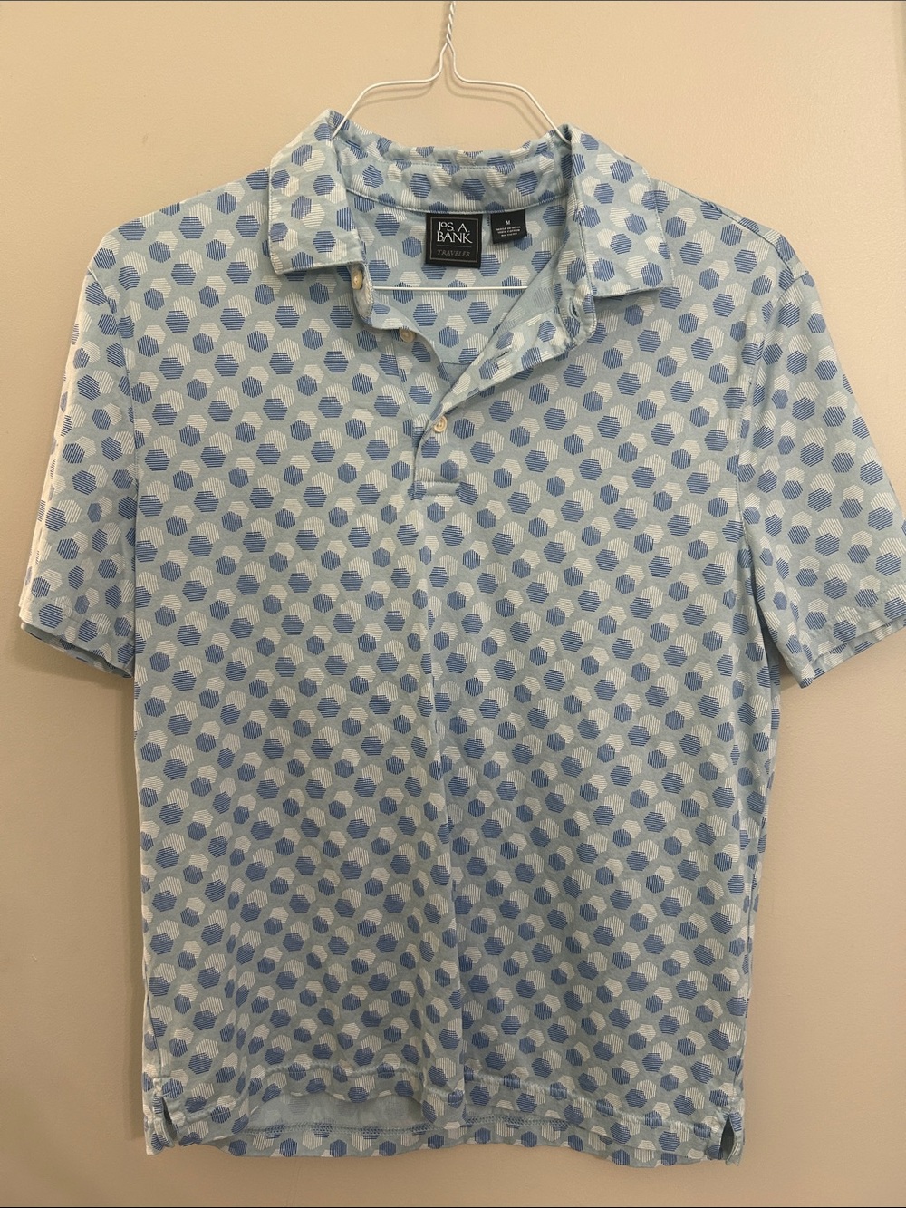 Jos.A.Bank Light Blue Geometric-Print Polo